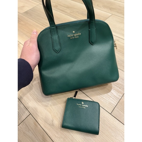 Kate Spade Schuyler Medium Dome Satchel & Wallet Set Deep Jade Green NWT - Picture 2 of 7